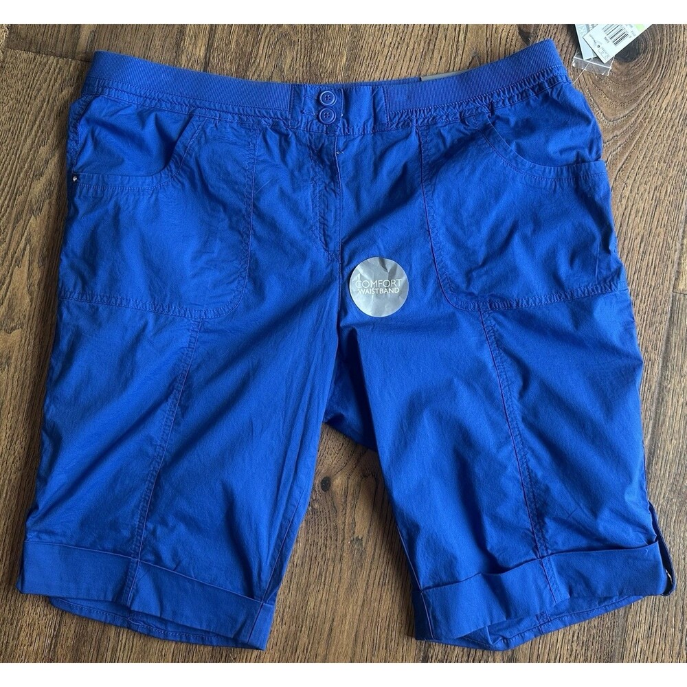 JM Collection Skimmer Bermuda Shorts 18W Blue Comfort Waistband NWT